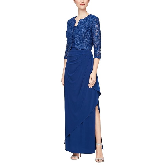 Alex Evenings Dresses & Skirts - Alex Evenings 2 Piece Blue Empire Waist Bolero Dress Formal Dress Jackets Set 10